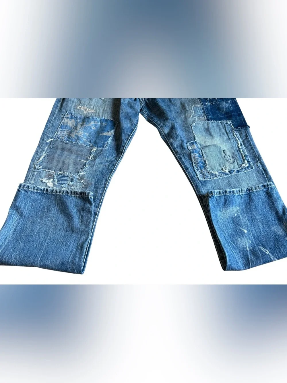 Polo Ralph Lauren Varick Slim Distressed Patchwork Jeans 32x30
